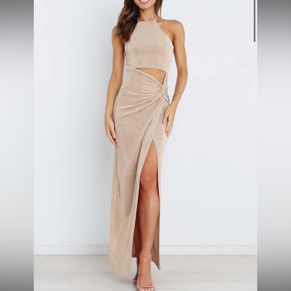 Petal & Pup Gold/Tan Maxi Dress